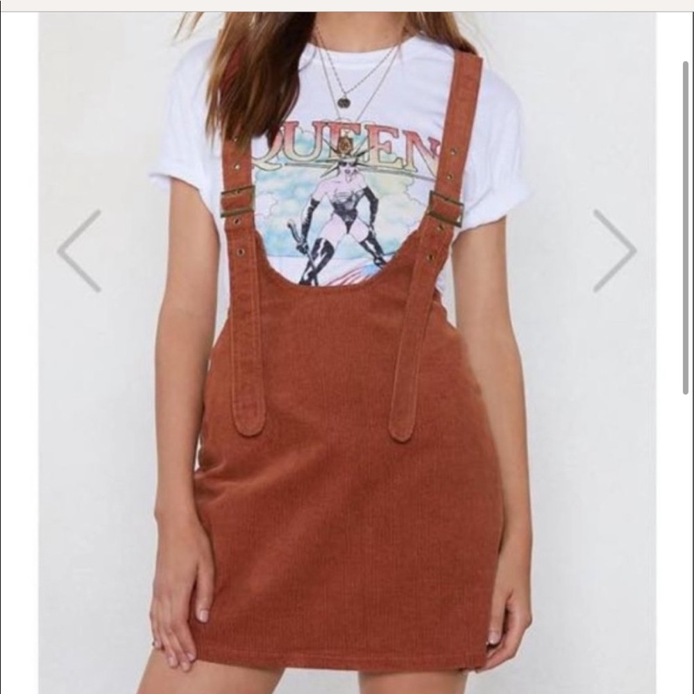Nasty Gal Orange Corduroy Pinafore Dress